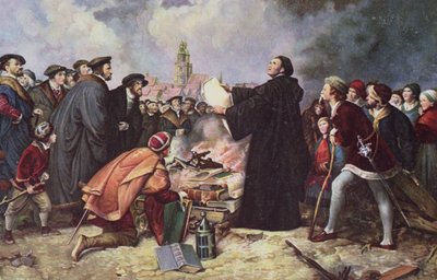 Martin Luther Burning the Papal Bull by Carl Friedrich Lessing